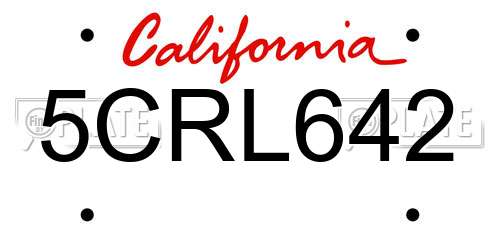 5CRL642 California License Plate