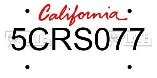 5CRS077 California License Plate