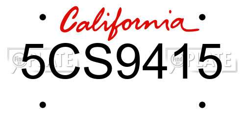 5CS9415 California License Plate