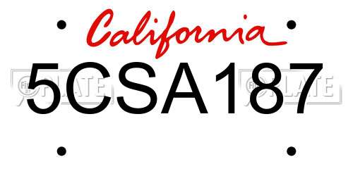5CSA187 California License Plate