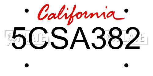 5CSA382 California License Plate