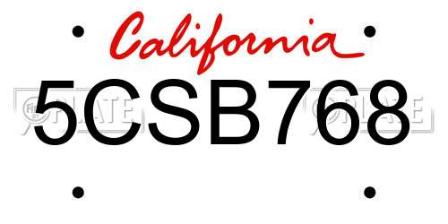 5CSB768 California License Plate