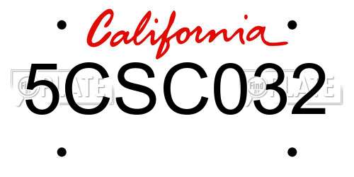 5CSC032 California License Plate