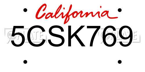 5CSK769 California License Plate