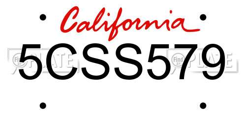5CSS579 California License Plate