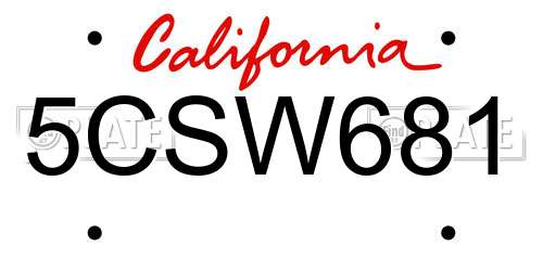 5CSW681 California License Plate