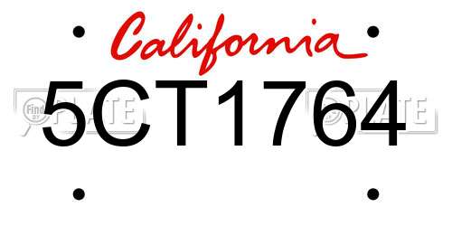 5CT1764 California License Plate