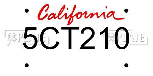 5CT210 California License Plate
