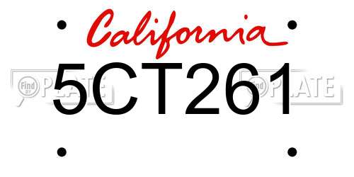 5CT261 California License Plate