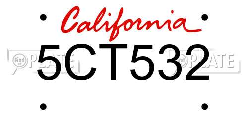 5CT532 California License Plate