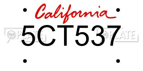 5CT537 California License Plate