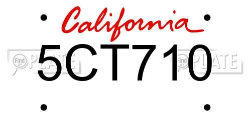 5CT710 California License Plate