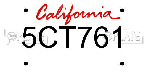 5CT761 California License Plate