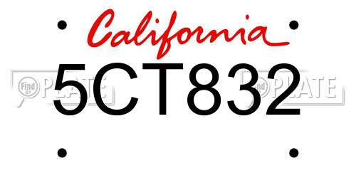 5CT832 California License Plate