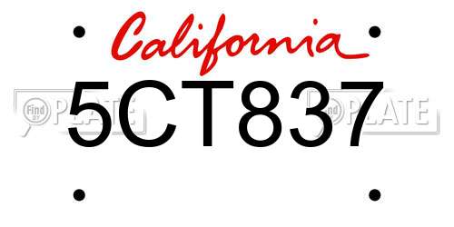 5CT837 California License Plate