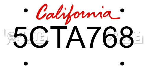 5CTA768 California License Plate