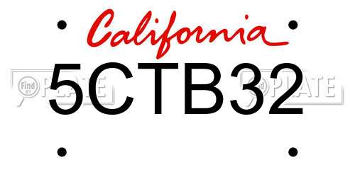 5CTB32 California License Plate
