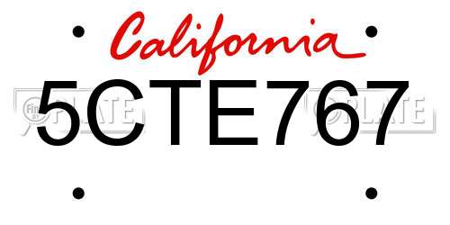 5CTE767 California License Plate