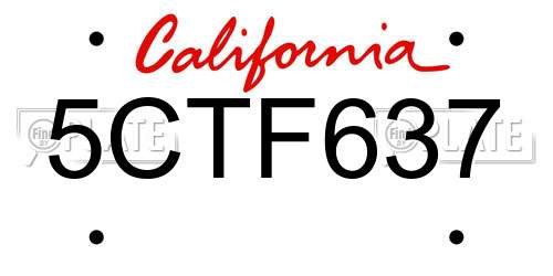 5CTF637 California License Plate