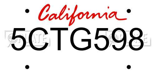 5CTG598 California License Plate