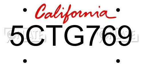 5CTG769 California License Plate