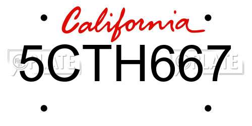 5CTH667 California License Plate