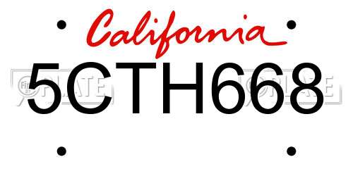 5CTH668 California License Plate