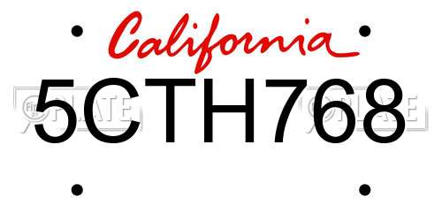 5CTH768 California License Plate