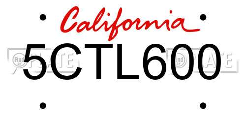 5CTL600 California License Plate