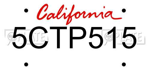 5CTP515 California License Plate