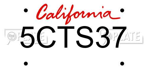 5CTS37 California License Plate
