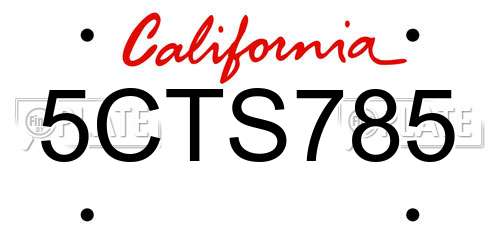 5CTS785 California License Plate