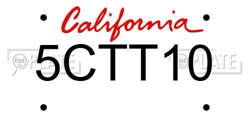 5CTT10 California License Plate
