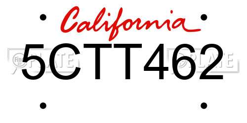 5CTT462 California License Plate