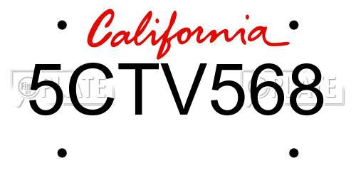 5CTV568 California License Plate