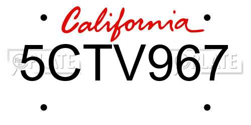 5CTV967 California License Plate