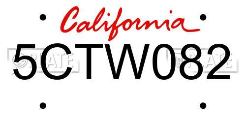 5CTW082 California License Plate
