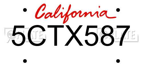 5CTX587 California License Plate