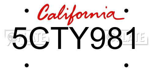 5CTY981 California License Plate