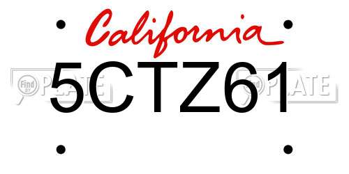 5CTZ61 California License Plate