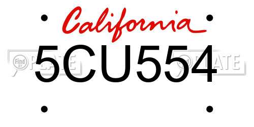 5CU554 California License Plate