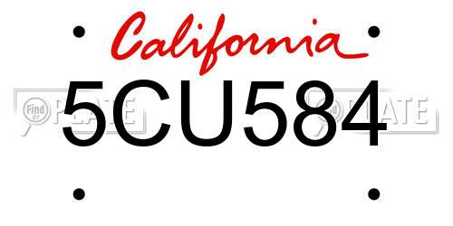5CU584 California License Plate