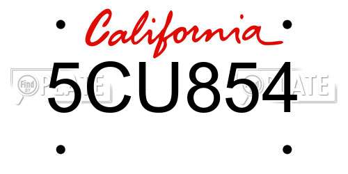 5CU854 California License Plate