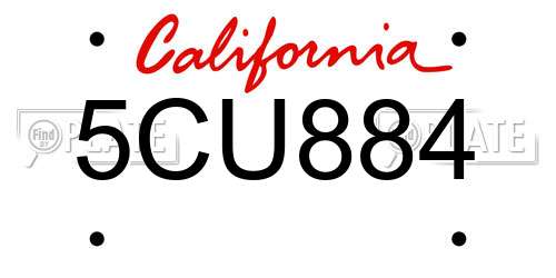 5CU884 California License Plate