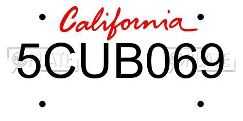 5CUB069 California License Plate