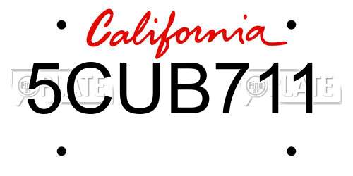 5CUB711 California License Plate