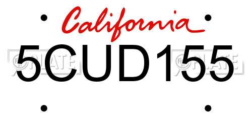 5CUD155 California License Plate