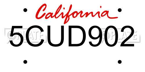 5CUD902 California License Plate
