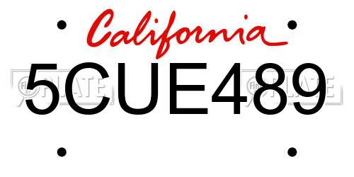5CUE489 California License Plate