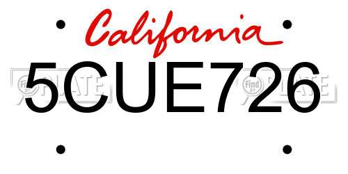 5CUE726 California License Plate